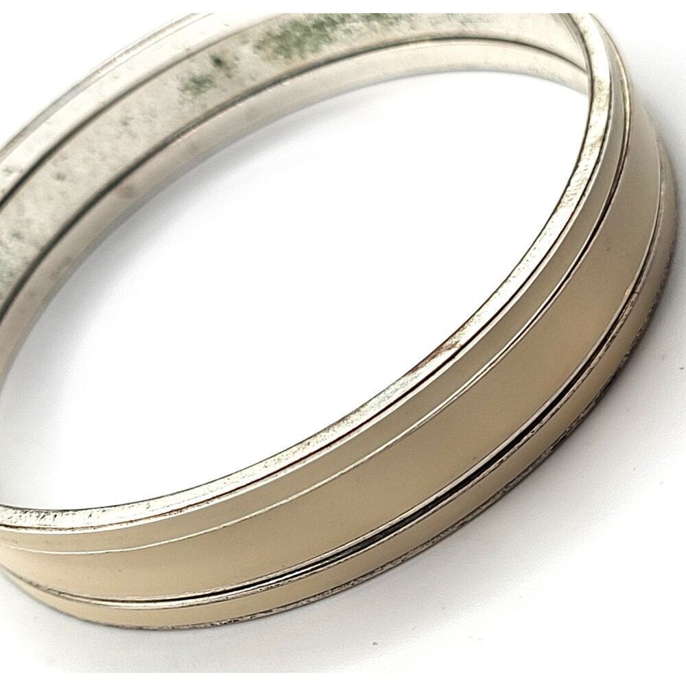 Vintage Chaps Set of 3 Cream Enamel Bangle Bracelet 2.5in dia